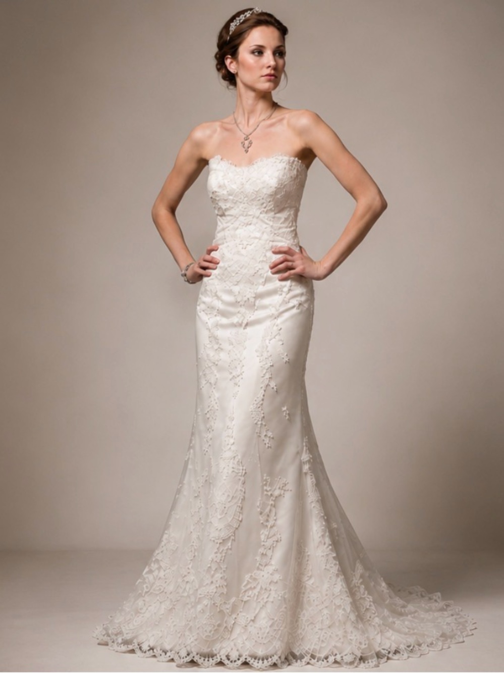 Strapless Lace Wedding Dress in Ivory - Elegant Mermaid Silhouette
